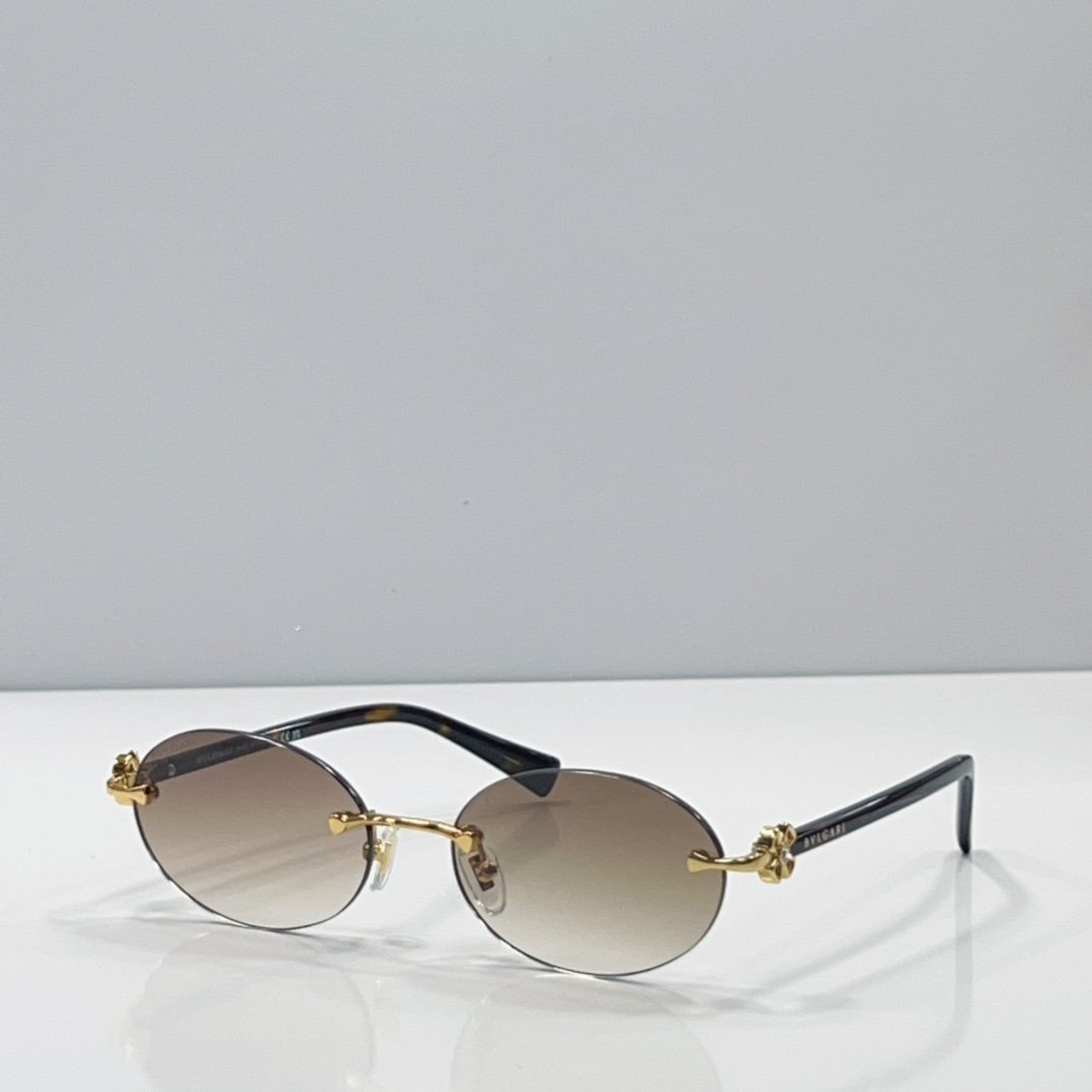 Bvlgari Rimless Oval Sunglasses – Gold-Tone Metal Frame - Image 4