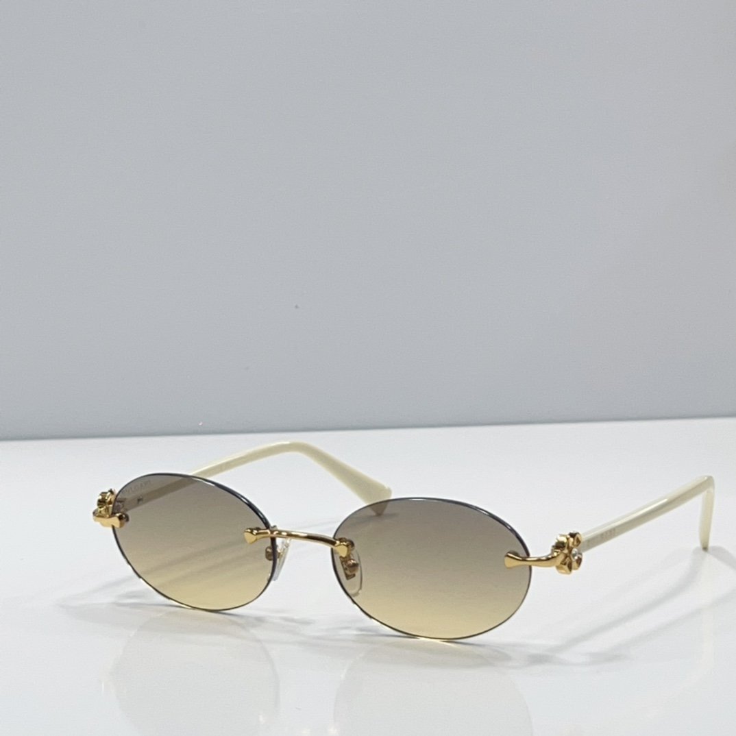 Bvlgari Rimless Oval Sunglasses – Gold-Tone Metal Frame - Image 6