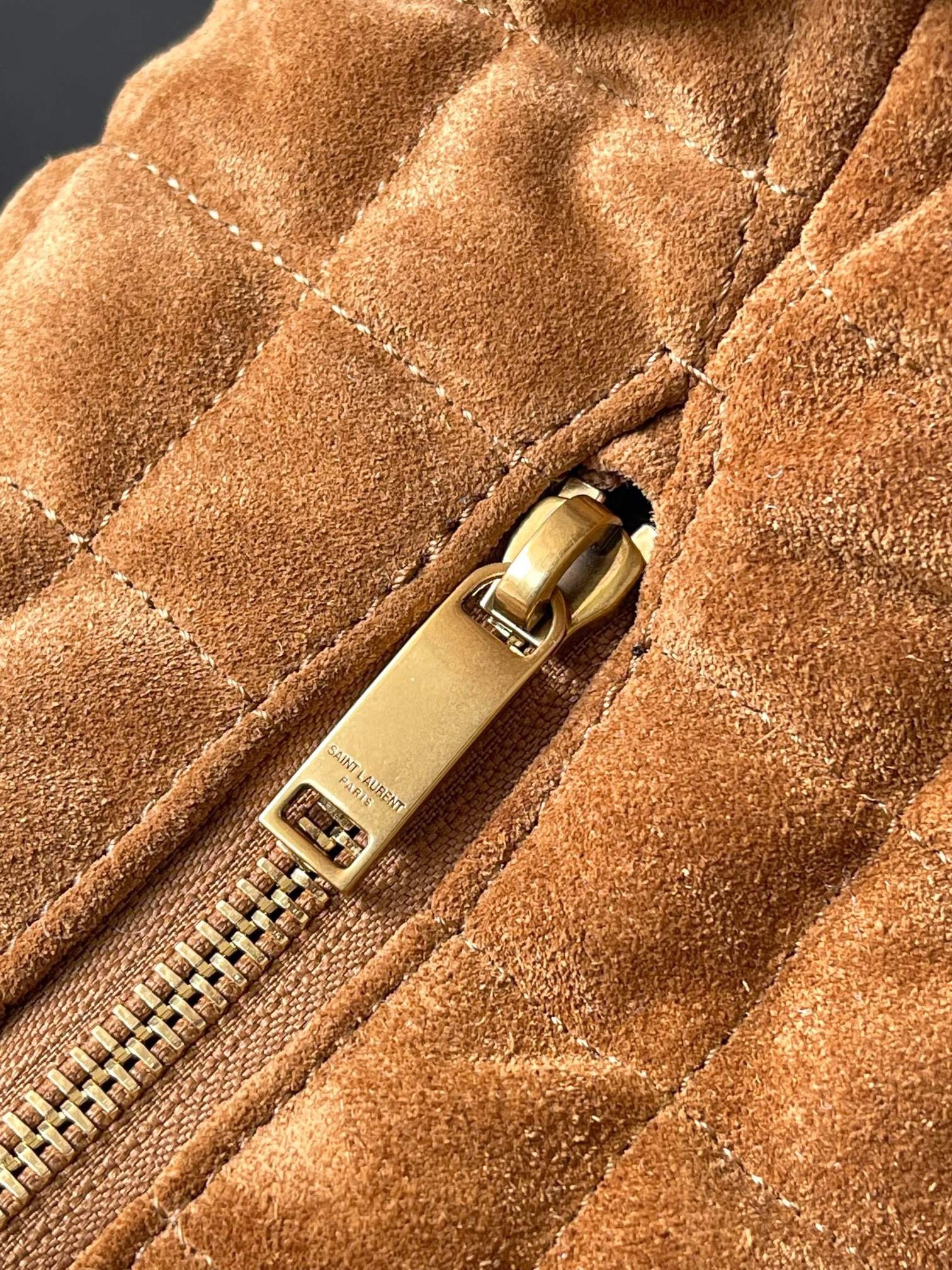 Saint Laurent Icare hobo tote bag in brown quilted suede - Image 5