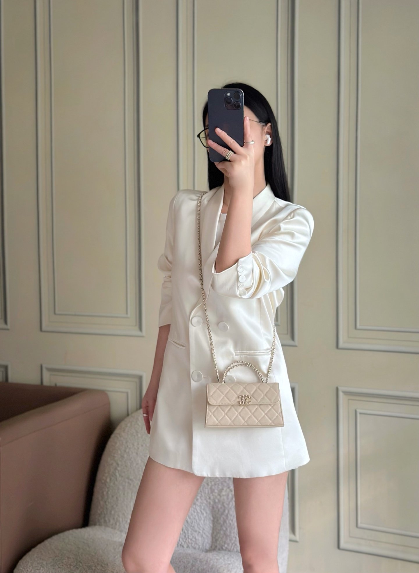 Chanel 25S Cross Handle Kelly Chain Bag – Beige - Image 6
