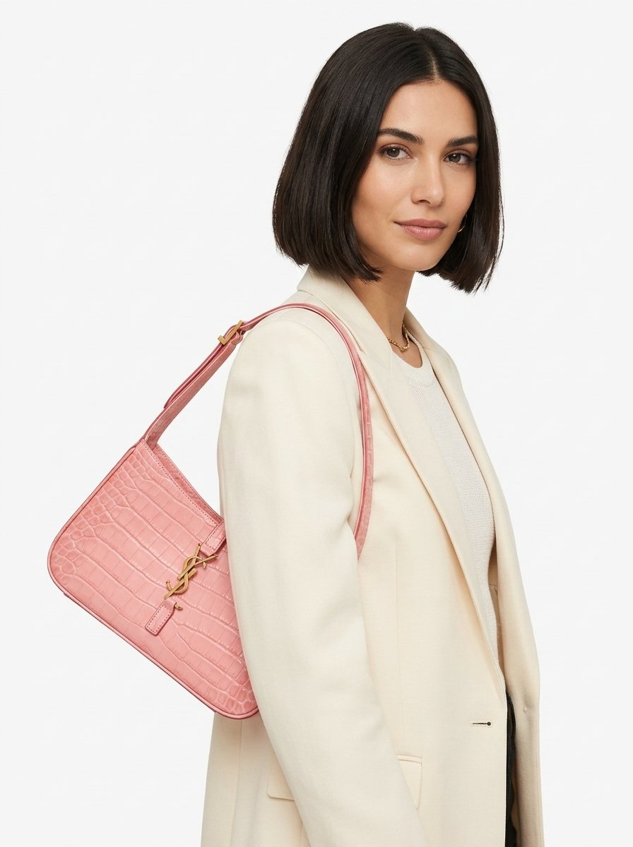 Saint Laurent Le 5 À 7 in crocodile-embossed shiny leather - Image 3