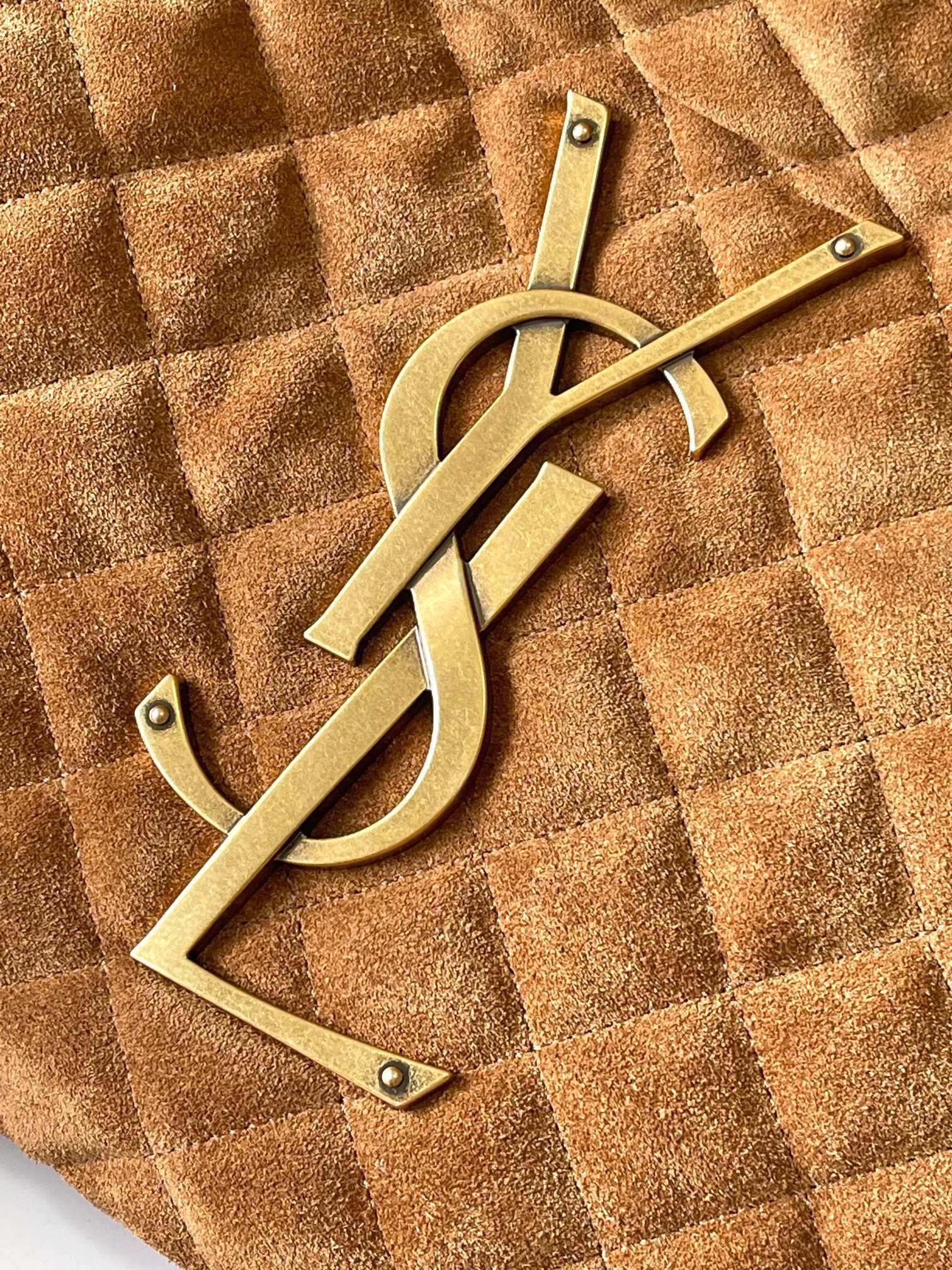 Saint Laurent Icare hobo tote bag in brown quilted suede - Image 4