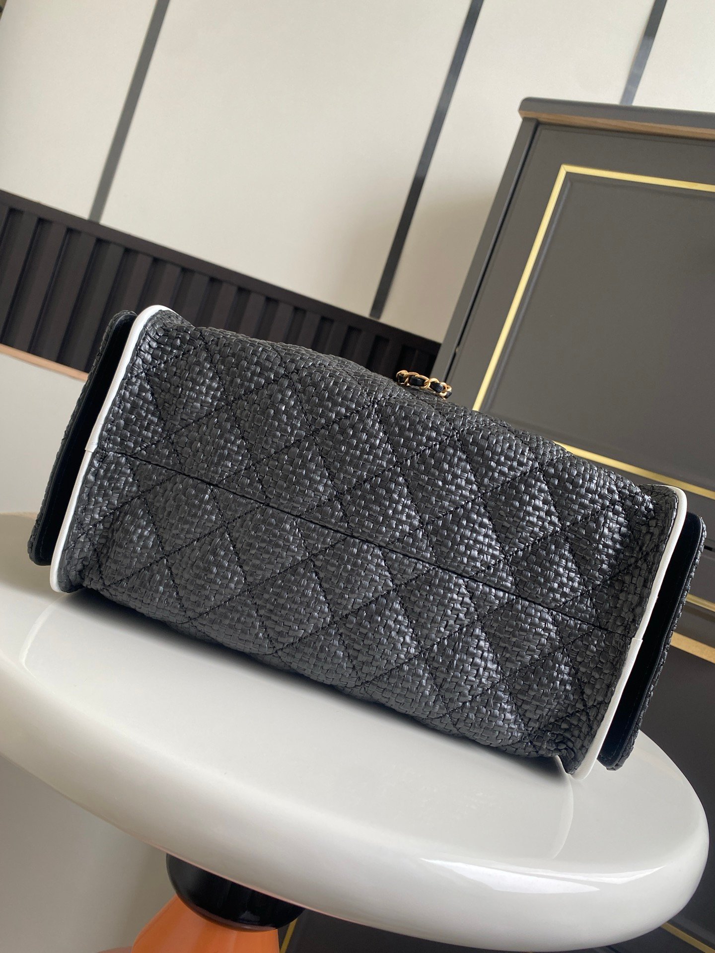 Chanel P26 Small Raffia Bag – Black - Image 3