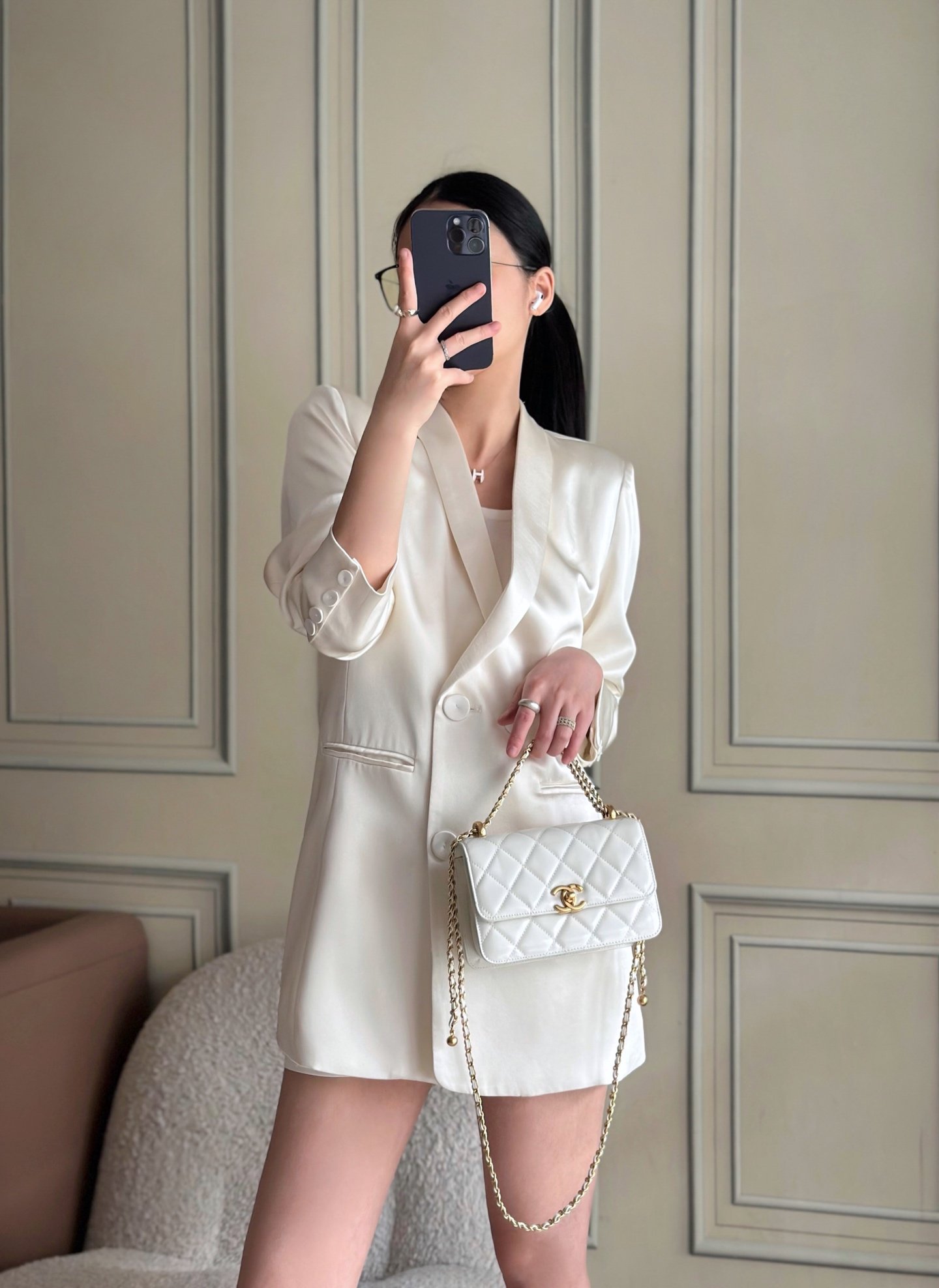 Chanel Perfect Fit Flap White Bag