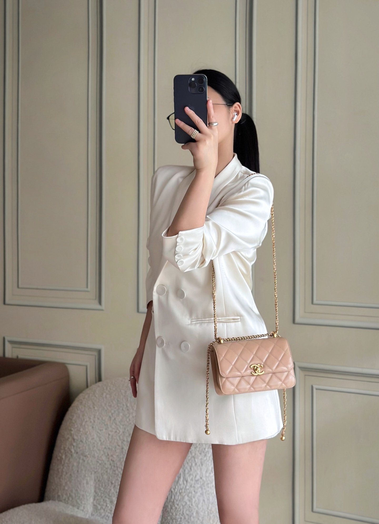 Chanel Perfect Fit Flap Dark Beige Bag - Image 3