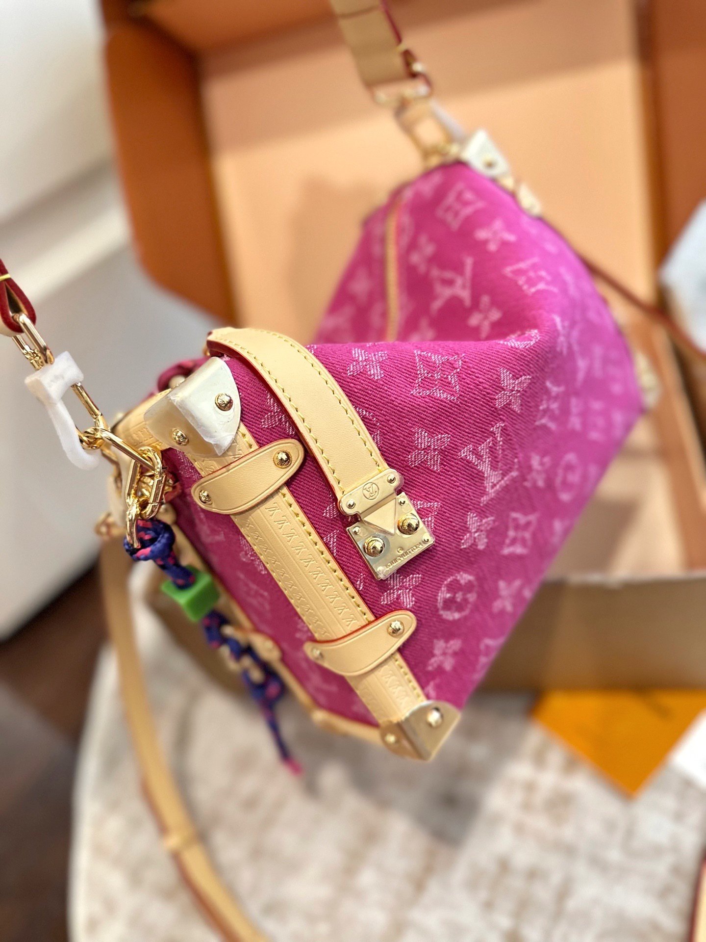 Louis Vuitton Side Trunk Handbag – Pink Denim