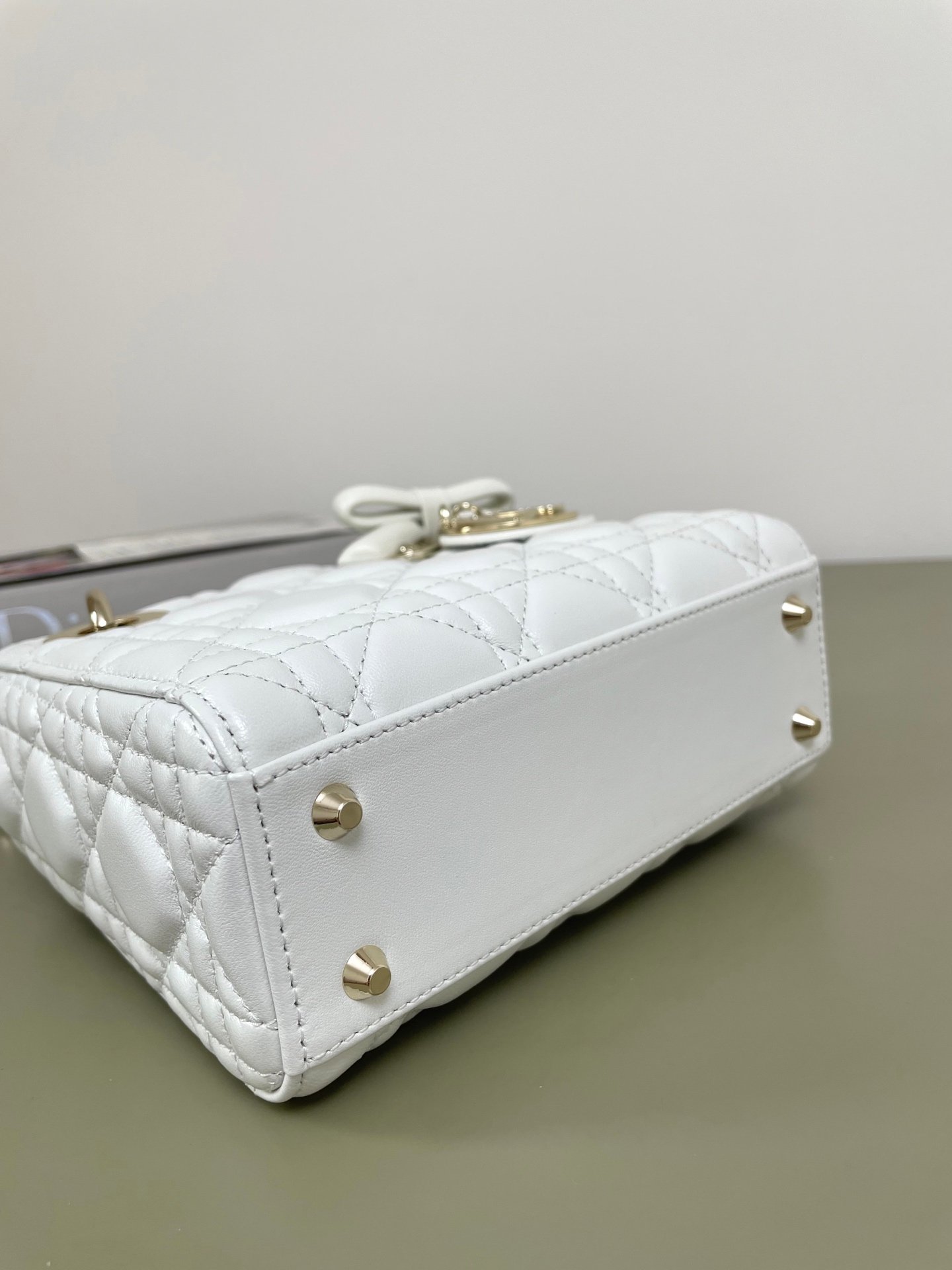 Dior Mini Lady Dior White Lambskin Bag - Image 9