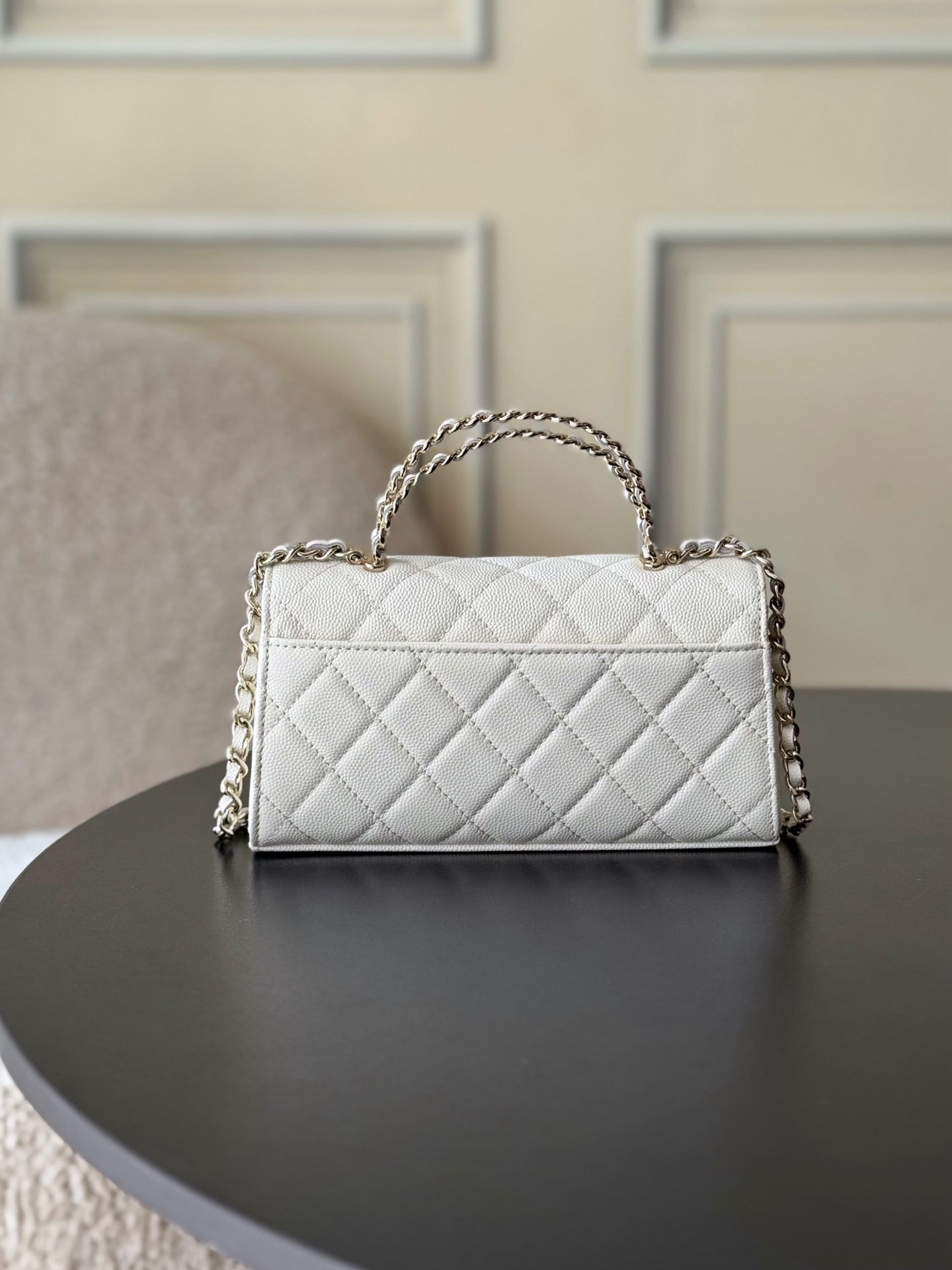 Chanel 25S Cross Handle Kelly Chain Bag – white - Image 9