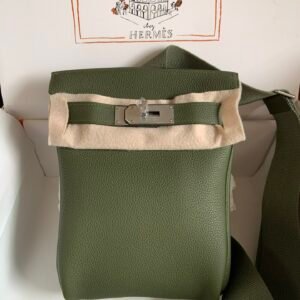 Hermès HAC à Dos bag in Canopée Togo leather with palladium hardware