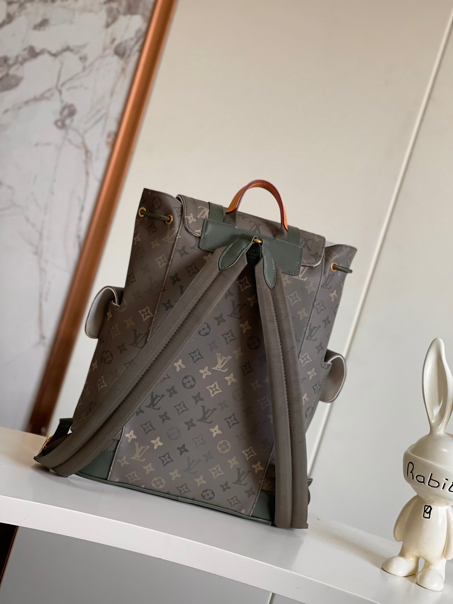 Louis Vuitton Christopher MM backpack in green Monogram Surplus coated canvas with aged gold-color hardware - Image 3