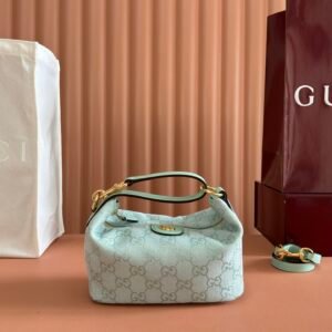Gucci Vanity medium top handle bag in icy blue GG canvas