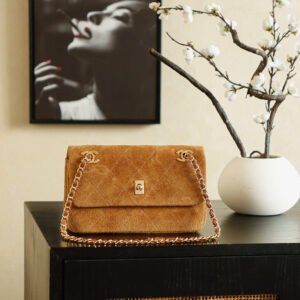 Chanel quilted suede shoulder bag