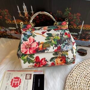 Dolce & Gabbana Multicolor Floral Print Dauphine Leather Medium Sicily Bag.