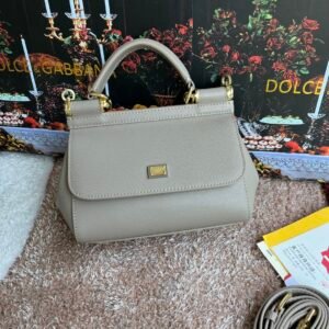 Dolce & Gabbana Small Sicily handbag in light gray dauphine calfskin
